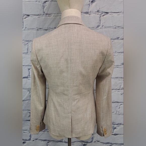 Banana Republic Petite Women's Blazer Jacket Beige Flax Working Cuffs Size 2P - Picture 8 of 16